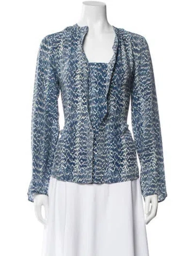 Pre-owned Derek Lam Silk Patterned Top In Blue