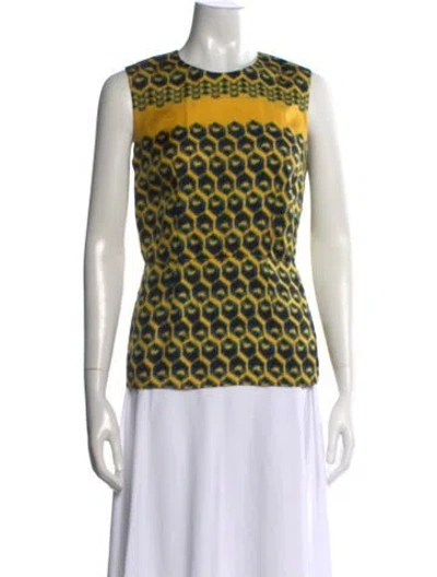 Pre-owned Derek Lam Silk Patterned Top In Yellow