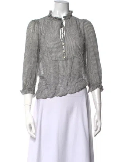 Pre-owned Derek Lam Silk Plaid Print Blouse In Black