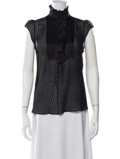 Pre-owned Derek Lam Silk Polka Dot Print Blouse In Black