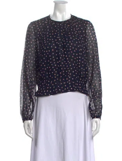 Pre-owned Derek Lam Silk Polka Dot Print Blouse In Blue