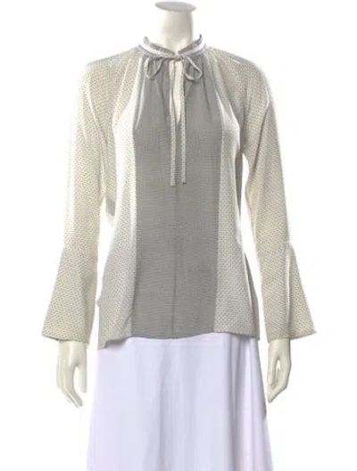 Pre-owned Derek Lam Silk Polka Dot Print Blouse In White