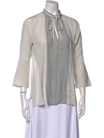 Pre-owned Derek Lam Silk Polka Dot Print Blouse In White