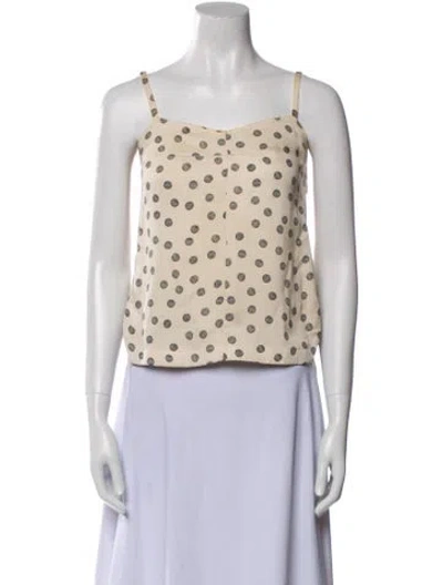 Pre-owned Derek Lam Silk Polka Dot Print Crop Top In Neutral