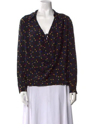 Pre-owned Derek Lam Silk Printed Blouse In Black