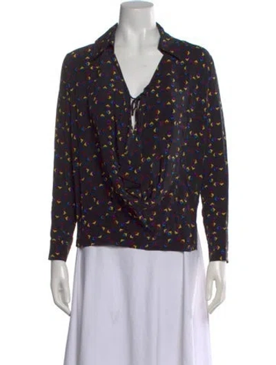 Pre-owned Derek Lam Silk Printed Blouse In Black