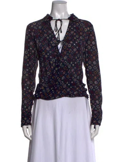 Pre-owned Derek Lam Silk Printed Blouse In Blue