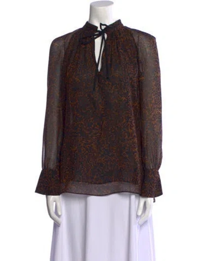 Pre-owned Derek Lam Silk Printed Blouse In Brown