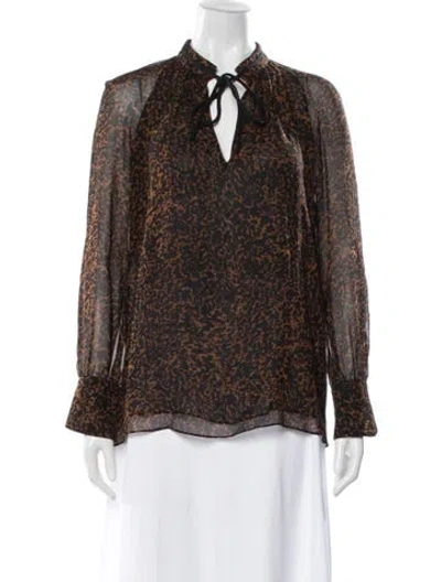 Pre-owned Derek Lam Silk Printed Blouse In Brown