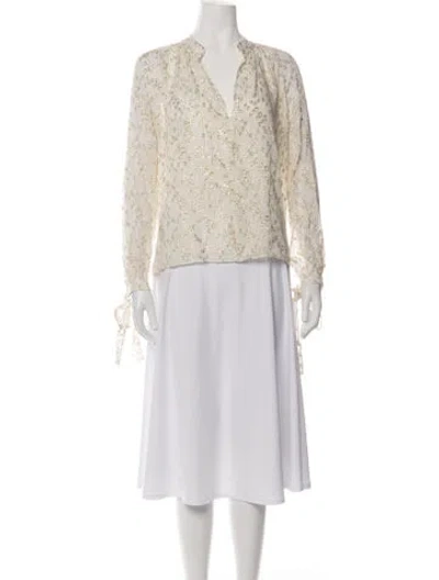 Pre-owned Derek Lam Silk Printed Blouse In Gold/metallic/neutrals