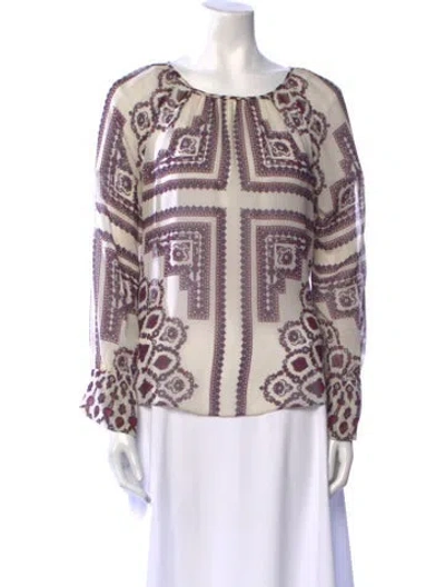 Pre-owned Derek Lam Silk Printed Blouse In Neutral
