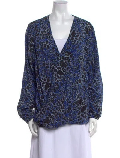 Pre-owned Derek Lam Silk Printed Blouse W/ Tags In Blue