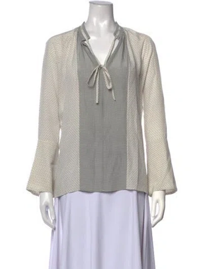 Pre-owned Derek Lam Silk Printed Blouse In White