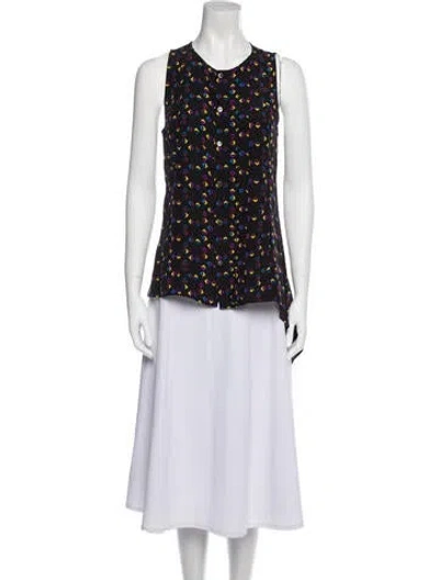 Pre-owned Derek Lam Silk Printed Top In Black
