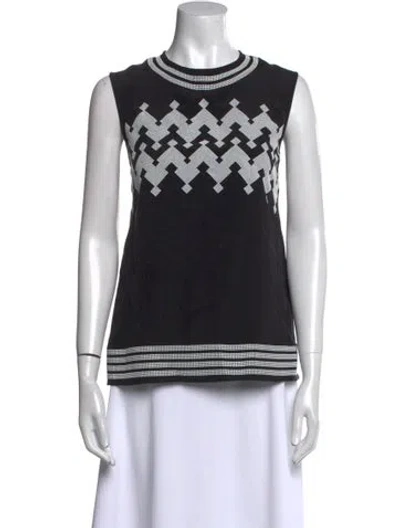 Pre-owned Derek Lam Silk Printed Top In Black