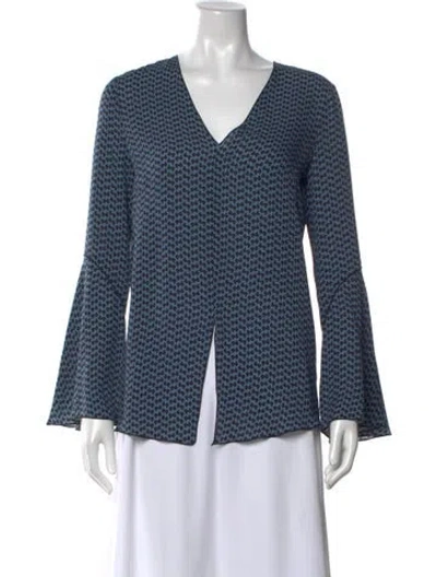 Pre-owned Derek Lam Silk Printed Top In Blue