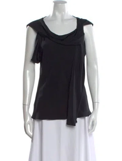 Pre-owned Derek Lam Silk Scoop Neck Blouse In Black