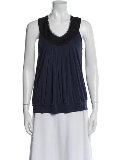 Pre-owned Derek Lam Silk Scoop Neck Top In Blue