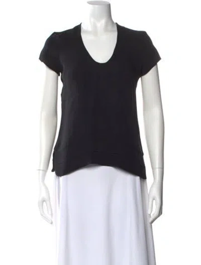 Pre-owned Derek Lam Silk Scoop Neck T-shirt In Black