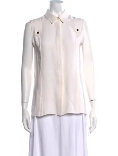 Pre-owned Derek Lam Silk Sleeveless Button-up Top In Neutrals