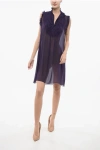 Derek Lam Silk Sleeveless Dress With Raw-cut Trims