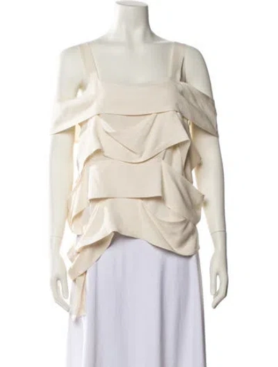 Pre-owned Derek Lam Silk Square Neckline Blouse In Neutral