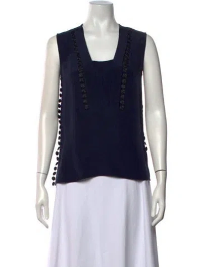Pre-owned Derek Lam Silk Square Neckline Top In Blue
