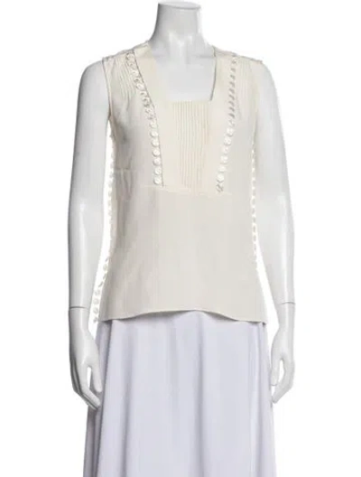 Pre-owned Derek Lam Silk Square Neckline Top In Neutrals