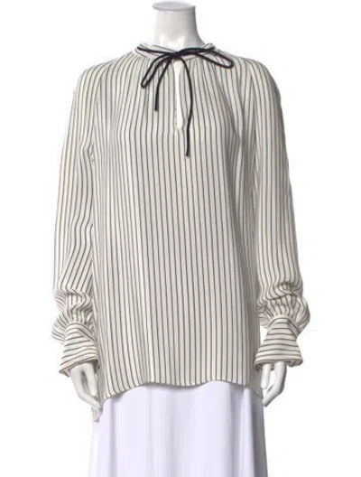 Pre-owned Derek Lam Silk Striped Blouse In Black