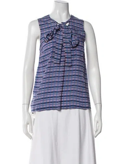Pre-owned Derek Lam Silk Striped Blouse In Blue
