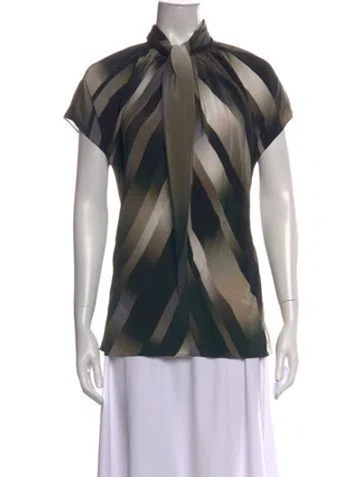 Pre-owned Derek Lam Silk Striped Blouse In Green