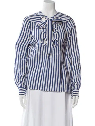 Pre-owned Derek Lam Silk Striped Blouse In Multi