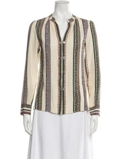 Pre-owned Derek Lam Silk Striped Blouse In Neutral