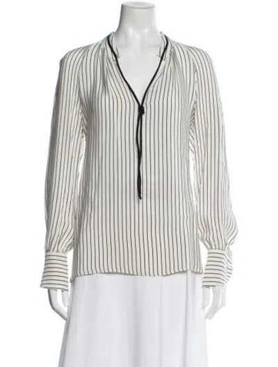 Pre-owned Derek Lam Silk Striped Blouse In Neutral