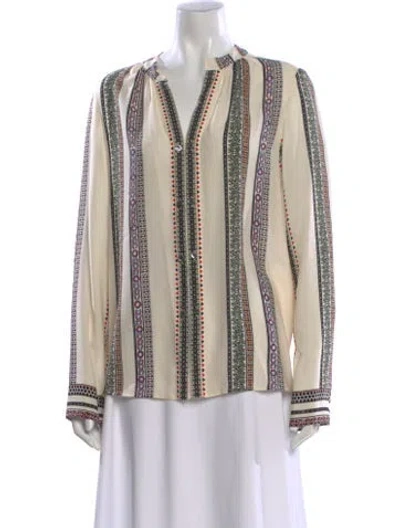 Pre-owned Derek Lam Silk Striped Blouse In Neutral