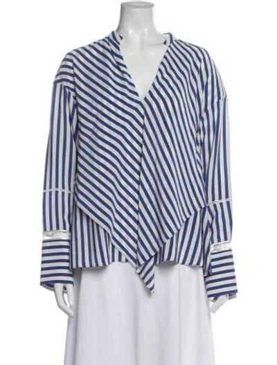 Pre-owned Derek Lam Silk Striped Blouse In White