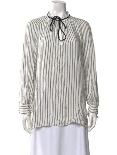 Pre-owned Derek Lam Silk Striped Blouse In White