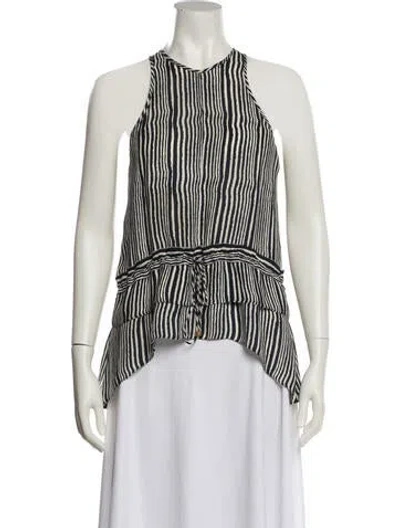 Pre-owned Derek Lam Silk Striped Top In White
