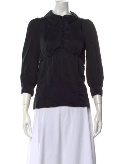 Pre-owned Derek Lam Silk Three-quarter Sleeve Blouse In Black