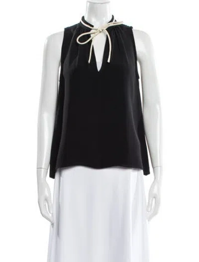 Pre-owned Derek Lam Silk Tie Neck Blouse In Black