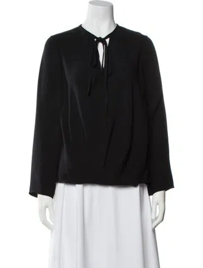 Pre-owned Derek Lam Silk Tie Neck Blouse In Black