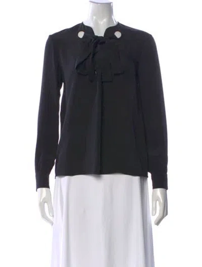 Pre-owned Derek Lam Silk Tie Neck Blouse In Black