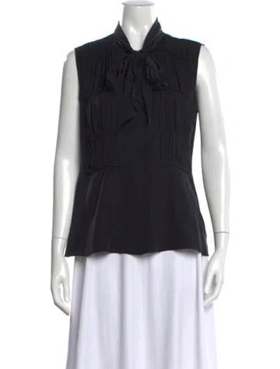 Pre-owned Derek Lam Silk Tie Neck Blouse In Black