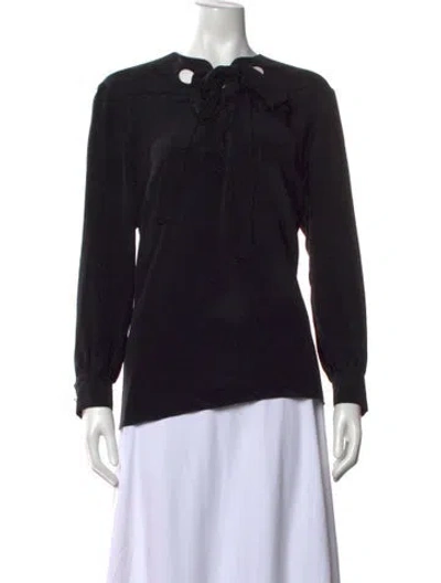 Pre-owned Derek Lam Silk Tie Neck Blouse In Black