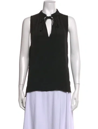 Pre-owned Derek Lam Silk Tie Neck Blouse In Black
