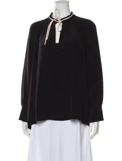 Pre-owned Derek Lam Silk Tie Neck Blouse In Gray