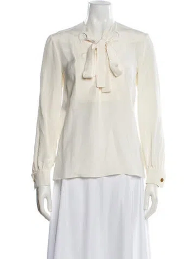 Pre-owned Derek Lam Silk Tie Neck Blouse In Neutral