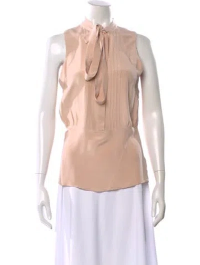 Pre-owned Derek Lam Silk Tie Neck Blouse In Neutral