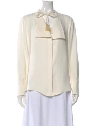 Pre-owned Derek Lam Silk Tie Neck Blouse In Neutral