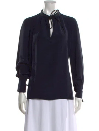 Pre-owned Derek Lam Silk Tie Neck Blouse In Neutral